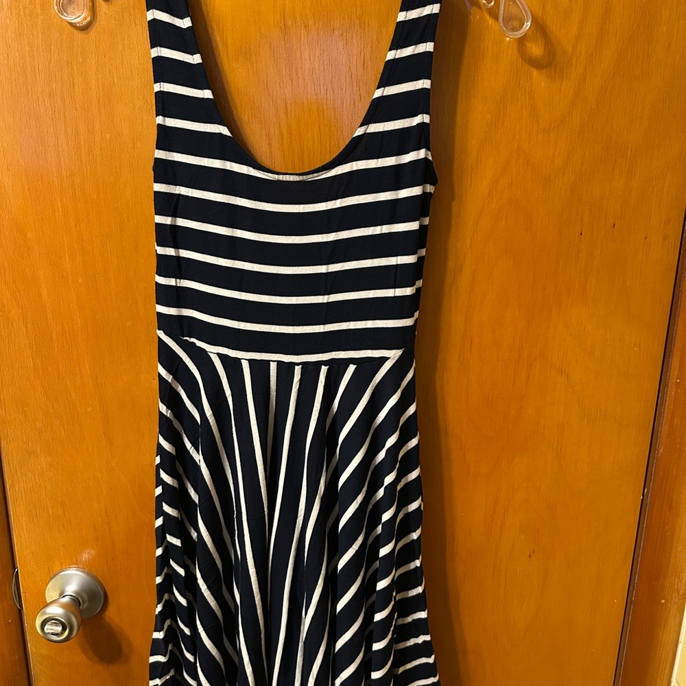 Navy and White Striped Dress